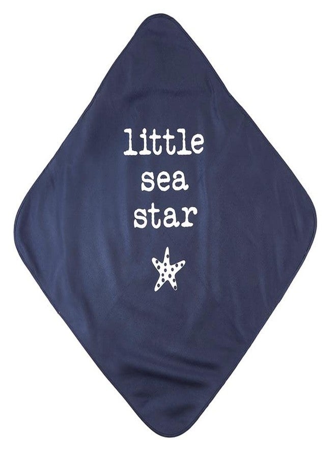 Stephan Baby Towels - Quick Dry Microfiber Infant or Toddler Beach Towel with Hood, 30-Inch Square, Navy - Lil Sea Star - Image 1