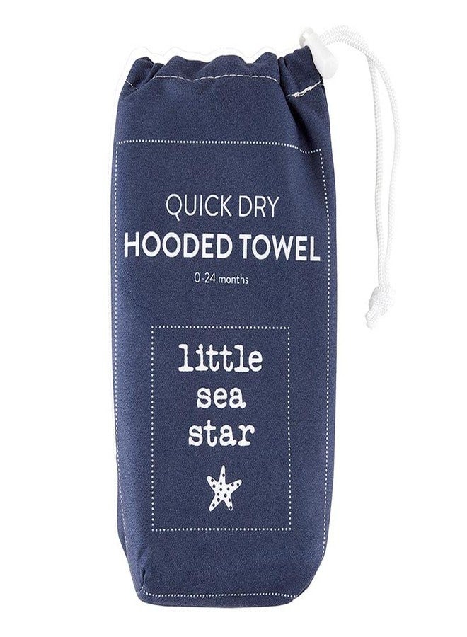 Stephan Baby Towels - Quick Dry Microfiber Infant or Toddler Beach Towel with Hood, 30-Inch Square, Navy - Lil Sea Star - Image 3