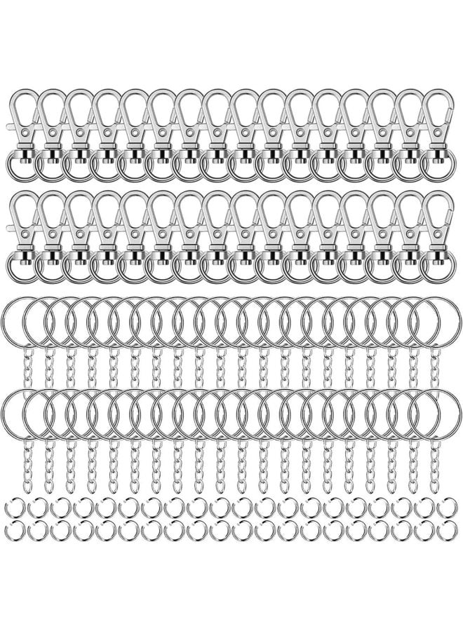 195 Piece Swivel Snap Hooks and O Key Rings with Open Jump, Metal Lobster Claw Clasp Key Chain Parts for Craft DIY - Image 1