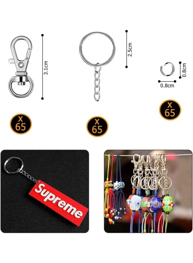 195 Piece Swivel Snap Hooks and O Key Rings with Open Jump, Metal Lobster Claw Clasp Key Chain Parts for Craft DIY - Image 3
