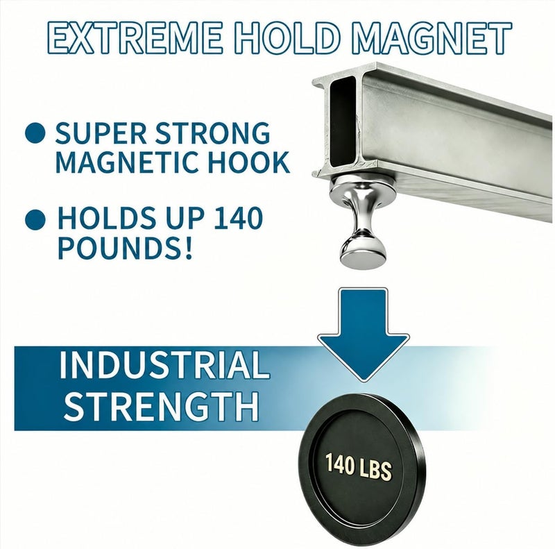 MHDMAG Coat Magnetic Hooks Heavy Duty Magnet Hanger, Magnet Hooks with Rare Earth Neodymium for Home, Office, Workplace or Traveling. Pack of 2. - Image 3