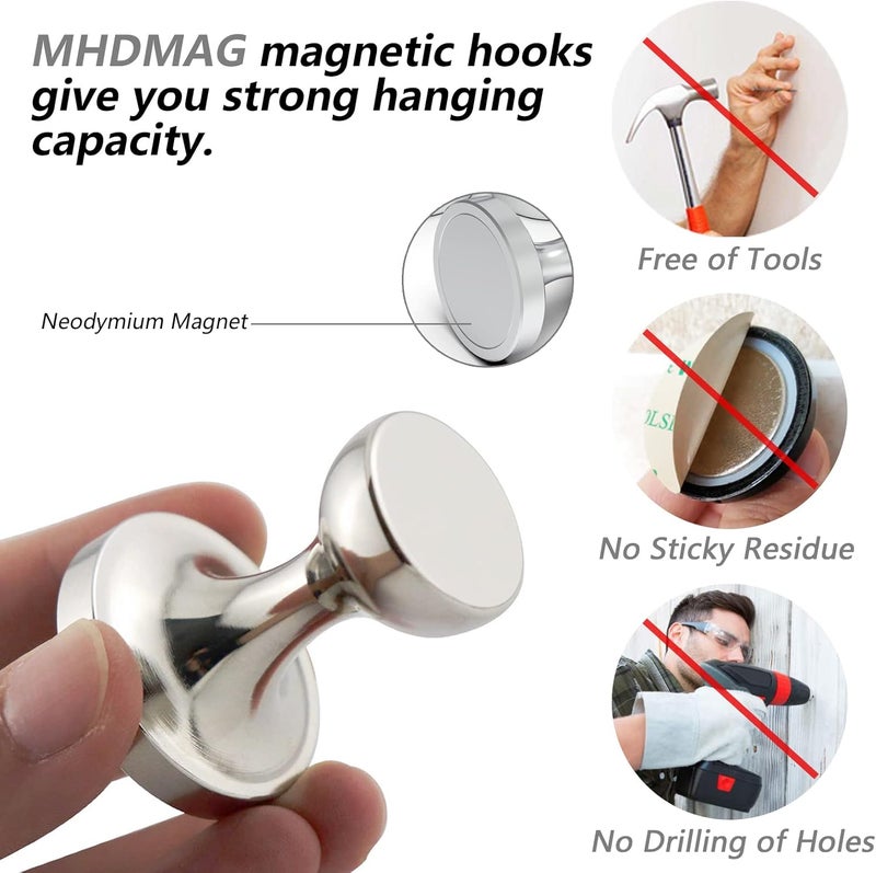 MHDMAG Coat Magnetic Hooks Heavy Duty Magnet Hanger, Magnet Hooks with Rare Earth Neodymium for Home, Office, Workplace or Traveling. Pack of 2. - Image 4