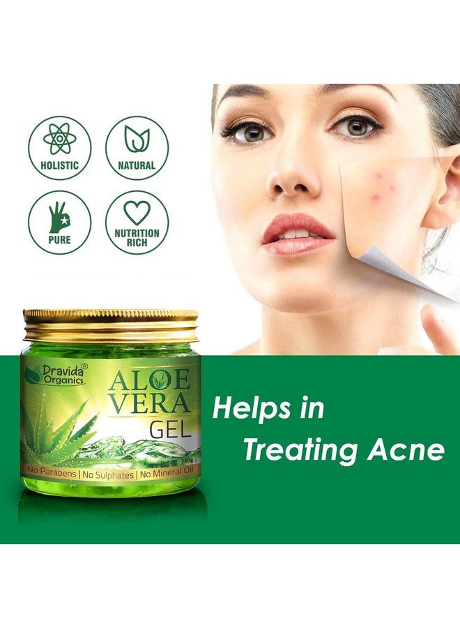 Dravida Organics Pure Aloe Vera Gel (220 Gram ) Ideal For Skin Care Face Acne Hair Treatment 220Gm  - Image 5