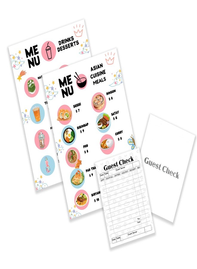 SHOP300 Pretend Play Restaurant Asian Menu Food Set | Kitchen Diner Role Play Accessories for Kids | Fun Lunch Menu Playset for Toddlers | Role-playing food toys for 3+ - Image 1