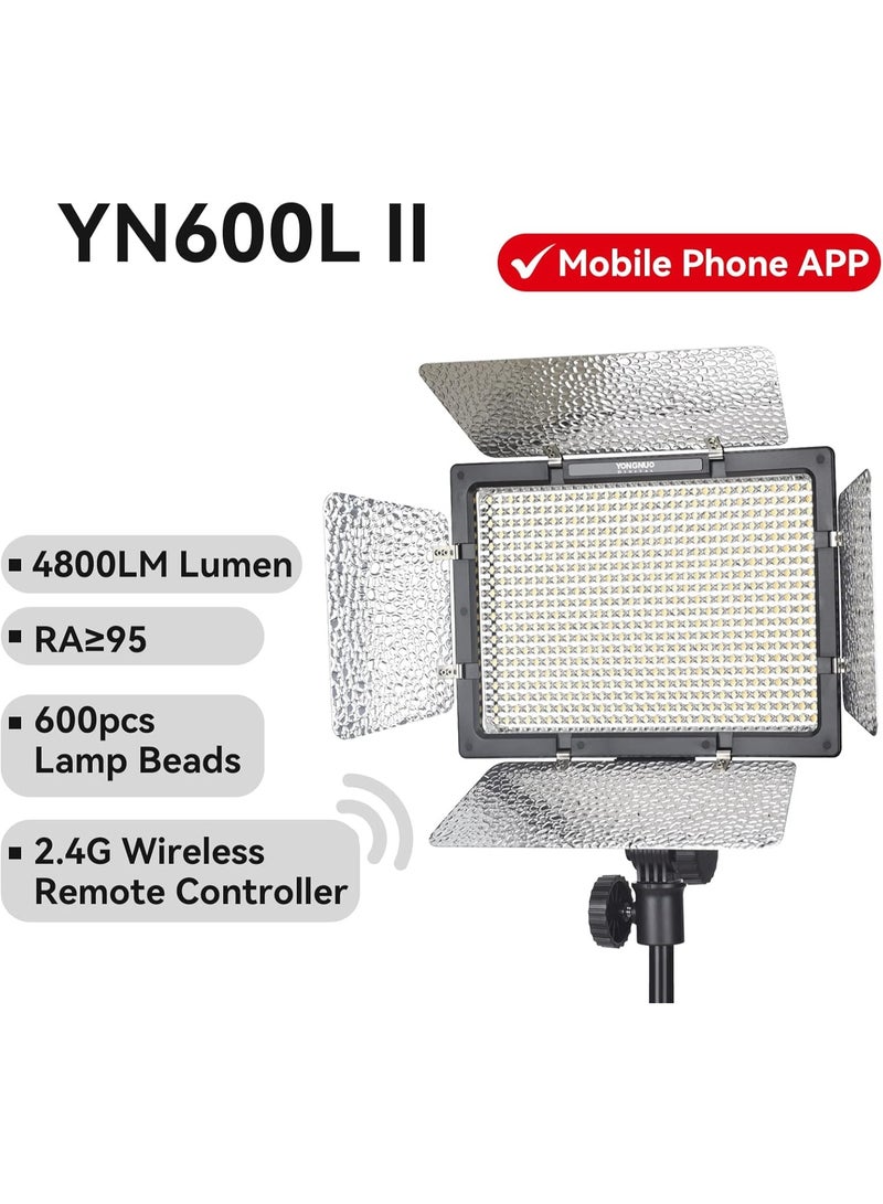 YONGNUO YN600LII LED Video Light | 3200K-5500K Bi-Color Adjustable | High CRI Dimmable LED for Photography & Videography - Image 2
