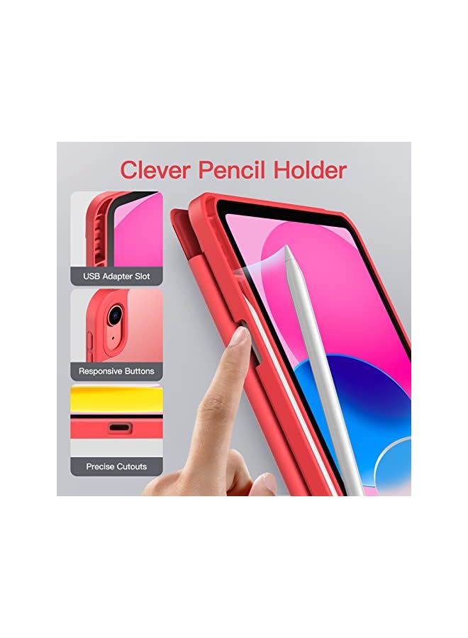 Jetech Matte Case For Ipad 10 (10.9-Inch, 2022 Model, 10Th Generation) With Pencil Holder, Frosted Translucent Back Slim Stand Protective Tablet Cover (Watermelon) - Image 2