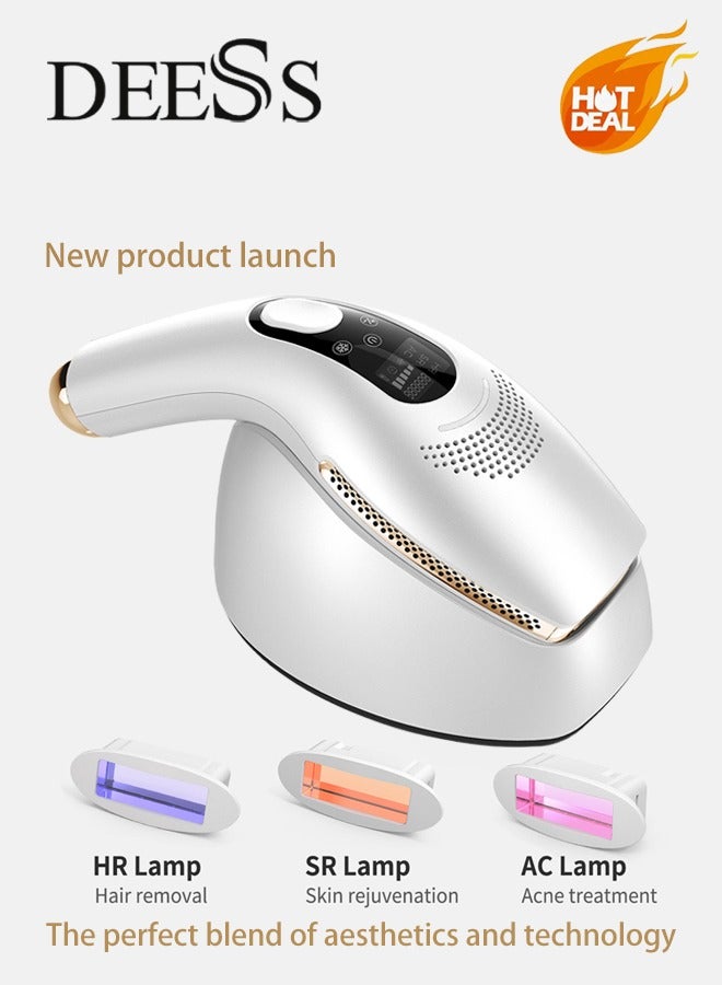 ديس جهاز إزالة الشعر GP590 Plus بتقنية IPL للتبريد بالثلج مع 3 مصابيح (إزالة الشعر/تجديد شباب البشرة/علاج حب الشباب) أبيض - Image 1