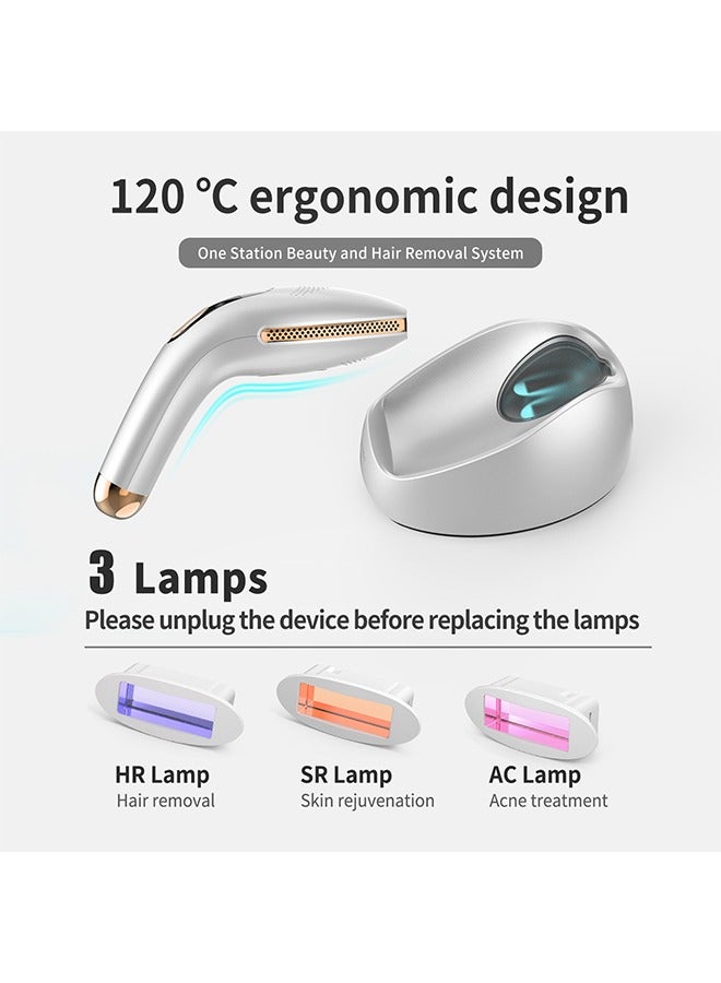 ديس جهاز إزالة الشعر GP590 Plus بتقنية IPL للتبريد بالثلج مع 3 مصابيح (إزالة الشعر/تجديد شباب البشرة/علاج حب الشباب) أبيض - Image 2