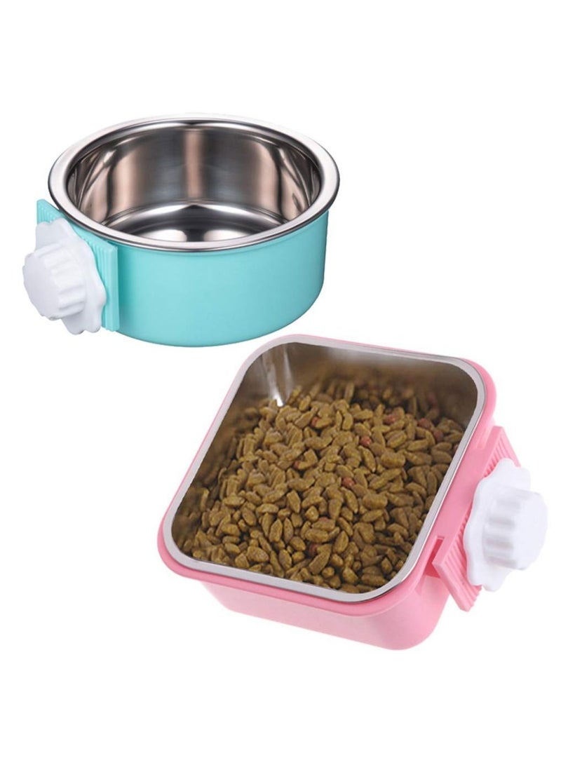 KASTWAVE 2 Pack Crate Dog Bowl, Removable Stainless Steel Water Food Feeder Bows Cage Coop Cup for Cat Puppy Bird Pets for Puppy - Image 1