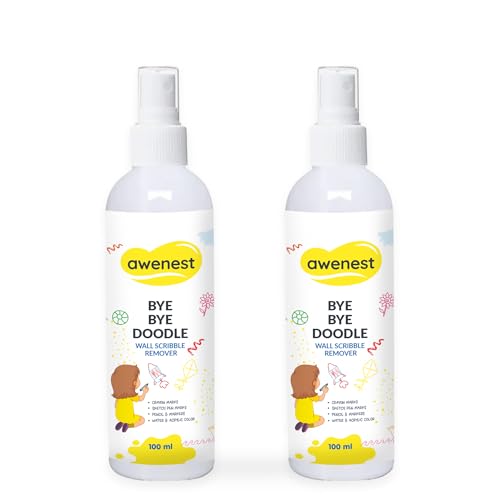 awenest Bye Bye Doodle Wall Scribble Remover - Pack of 2 | Instant Wall Cleaning Spray | Removes Crayon, Pencil, Sketch Pen, Marker, Watercolour & Acrylic Marks | Plant-Based, Toxin-Free Formula - Image 1