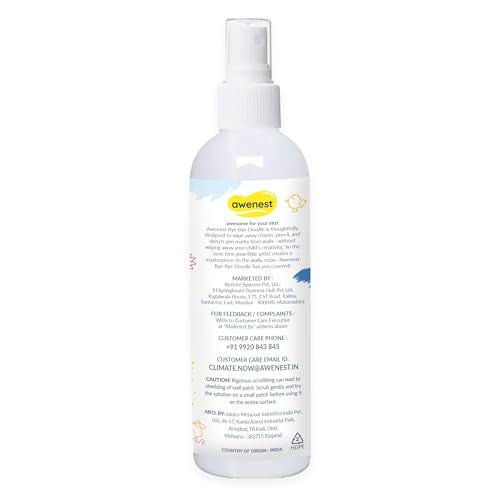 awenest Bye Bye Doodle Wall Scribble Remover - Pack of 2 | Instant Wall Cleaning Spray | Removes Crayon, Pencil, Sketch Pen, Marker, Watercolour & Acrylic Marks | Plant-Based, Toxin-Free Formula - Image 2