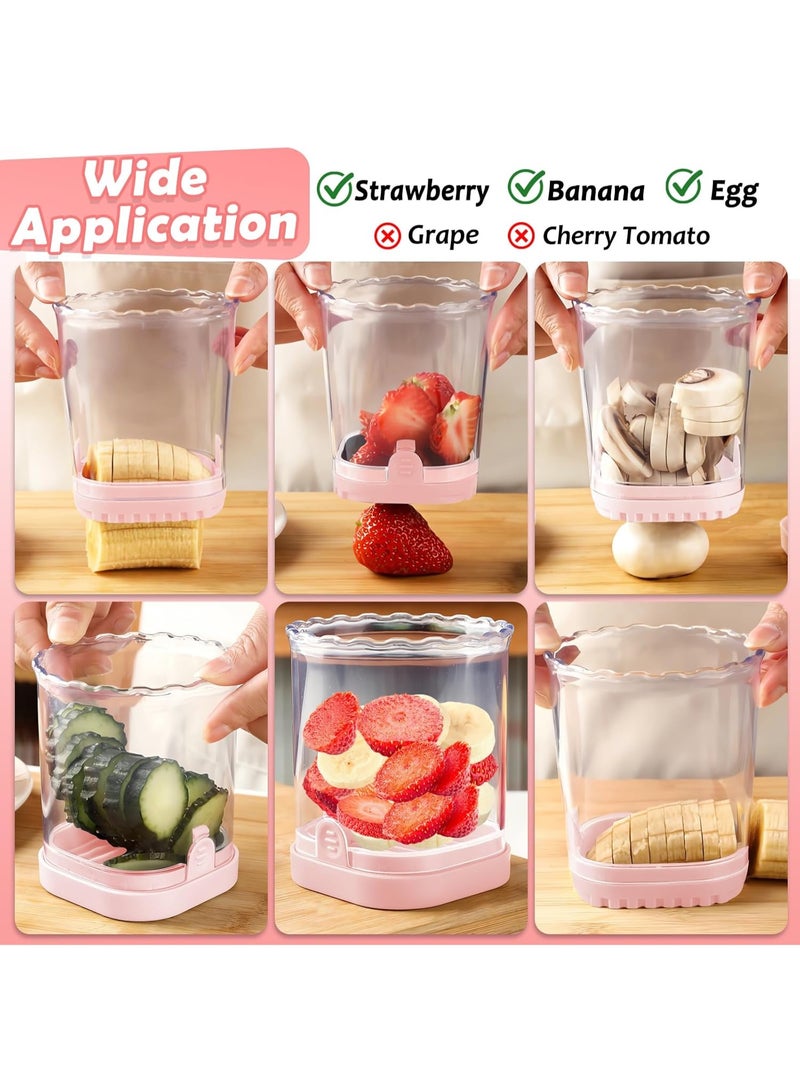 Fruit Slicer Cup | Strawberry Slicer | Banana Slicer | Grape Cutter | Egg Slicers | Detachable Fruit Cutter Slicer with Push Plate | Creative Strawberry Slicer Kitchen Gadget (Pink) - Image 5