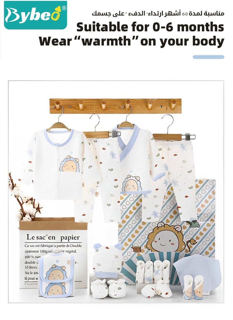 Bybeo - 18PCS Newborn Baby Gift Set, Newborn Layette Gift Set for Boys and Girls, Babies Essential Clothes Accessories with Baby Blanket, 100% Premium Cotton,  for Spring Summer Autumn Winter Four Seasons - Image 1