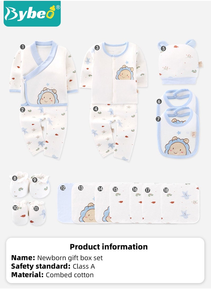 Bybeo - 18PCS Newborn Baby Gift Set, Newborn Layette Gift Set for Boys and Girls, Babies Essential Clothes Accessories with Baby Blanket, 100% Premium Cotton,  for Spring Summer Autumn Winter Four Seasons - Image 1