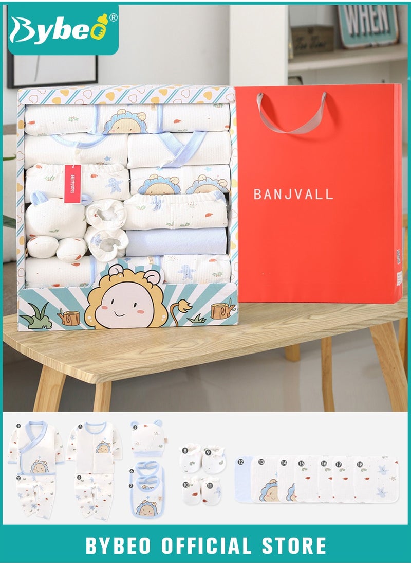 Bybeo - 18PCS Newborn Baby Gift Set, Newborn Layette Gift Set for Boys and Girls, Babies Essential Clothes Accessories with Baby Blanket, 100% Premium Cotton,  for Spring Summer Autumn Winter Four Seasons - Image 1