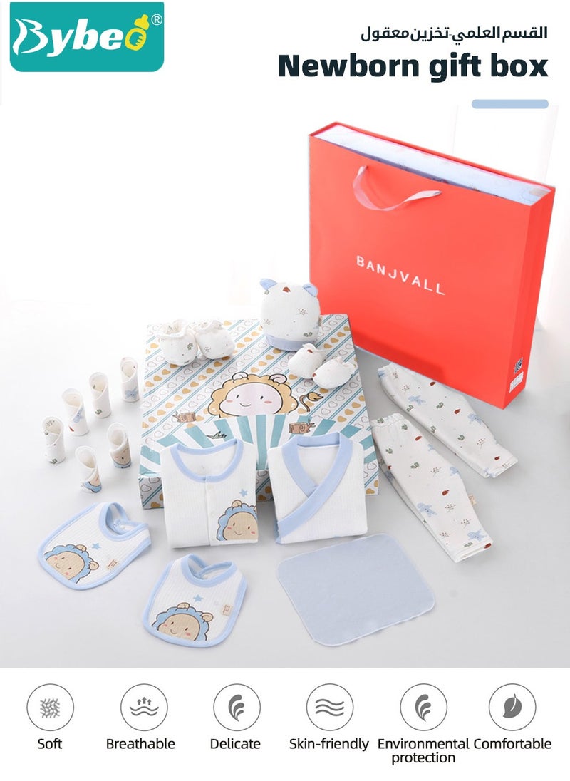 Bybeo - 18PCS Newborn Baby Gift Set, Newborn Layette Gift Set for Boys and Girls, Babies Essential Clothes Accessories with Baby Blanket, 100% Premium Cotton,  for Spring Summer Autumn Winter Four Seasons - Image 1