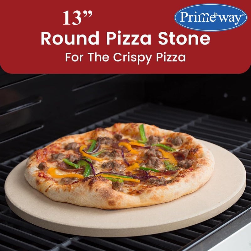 Primeway ® حجر خبز طبيعي من الكورديريت 33 سم للفرن | الشواية | الشواء | الكعك | الخبز | البيتزا | حجر الشواء | دائري | سمك 10 مم جودة ممتازة | 13 بوصة - Image 2
