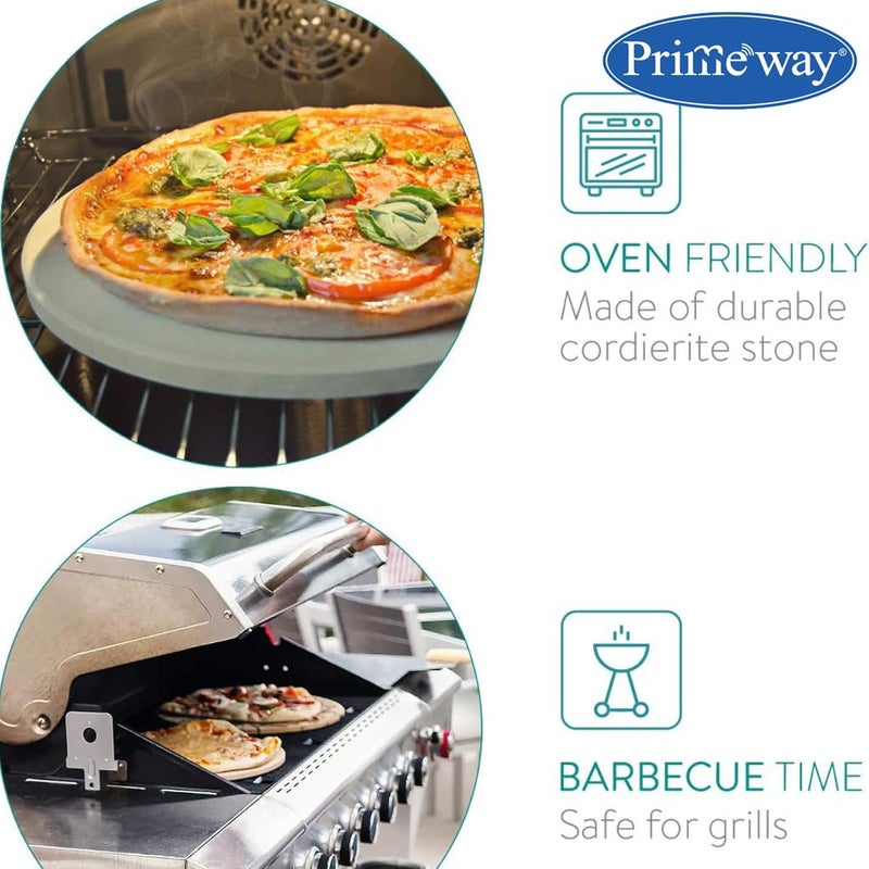 Primeway ® حجر خبز طبيعي من الكورديريت 33 سم للفرن | الشواية | الشواء | الكعك | الخبز | البيتزا | حجر الشواء | دائري | سمك 10 مم جودة ممتازة | 13 بوصة - Image 5
