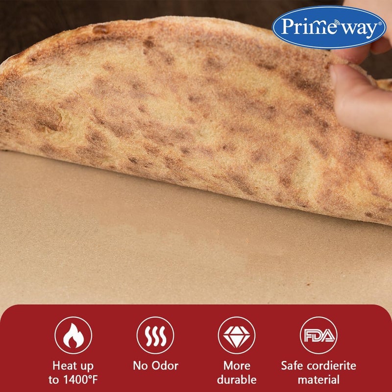 Primeway ® حجر خبز طبيعي من الكورديريت 33 سم للفرن | الشواية | الشواء | الكعك | الخبز | البيتزا | حجر الشواء | دائري | سمك 10 مم جودة ممتازة | 13 بوصة - Image 4