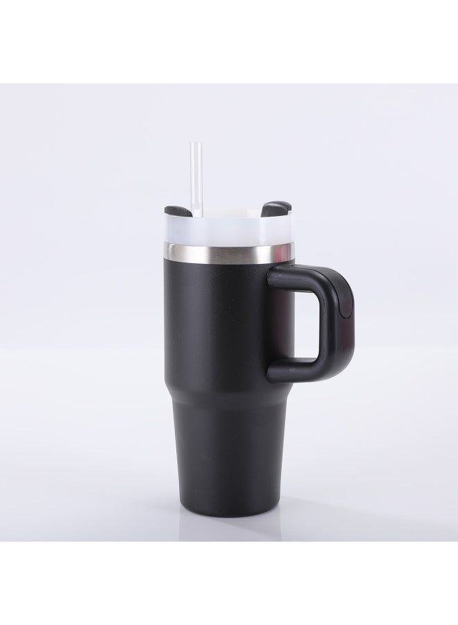 14oz Second-generation Car Cup 304 Stainless Steel Double-layer Vacuum Insulation Cup Car Portable Handle Suction Tube Cup