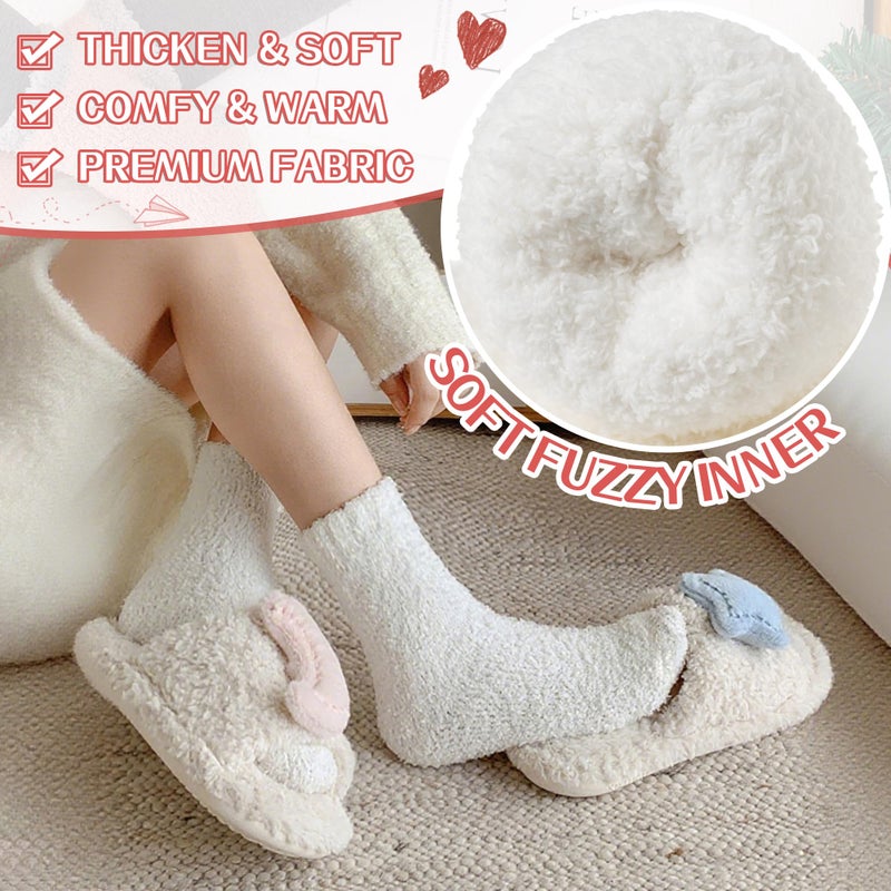 Eyean Womens Fuzzy Fluffy Slipper Socks Warm Winter Soft Thermal Plush Casual Sleep Cozy Home Socks (5 Pairs Pink Black) - Image 4