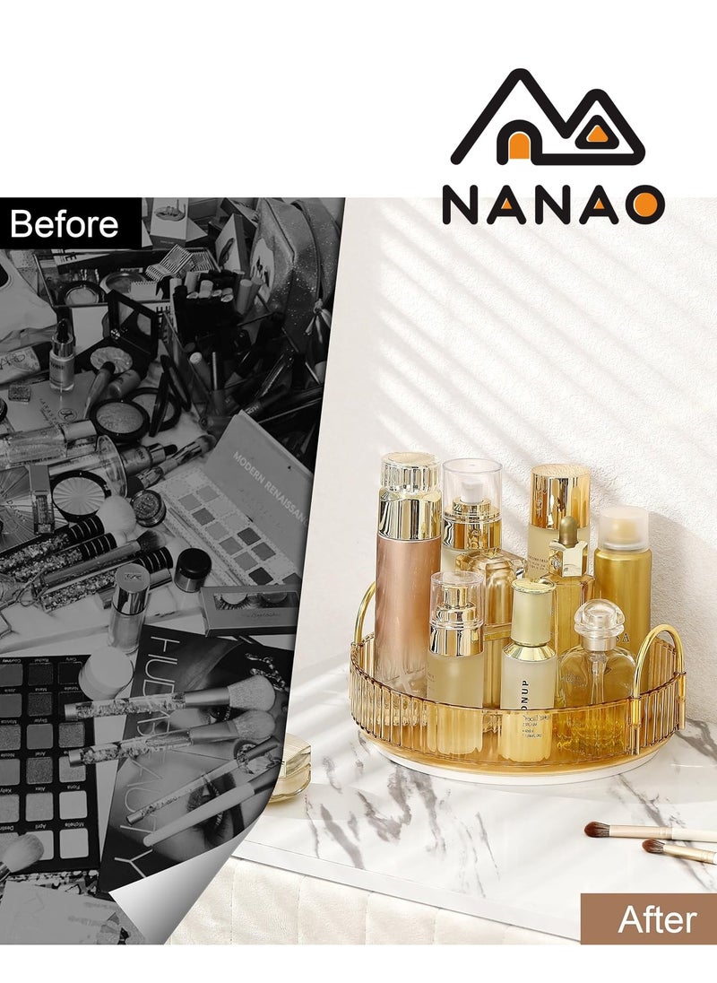 NANAO - 360 Rotating Makeup Organizer for Vanity, Bathroom Countertop Organizer Spinning Perfume Organizer, High-Capacity Cosmetic and Skincare Dresser Make Up Holder Rack (1 Tier, Honorable Gold) - Image 1