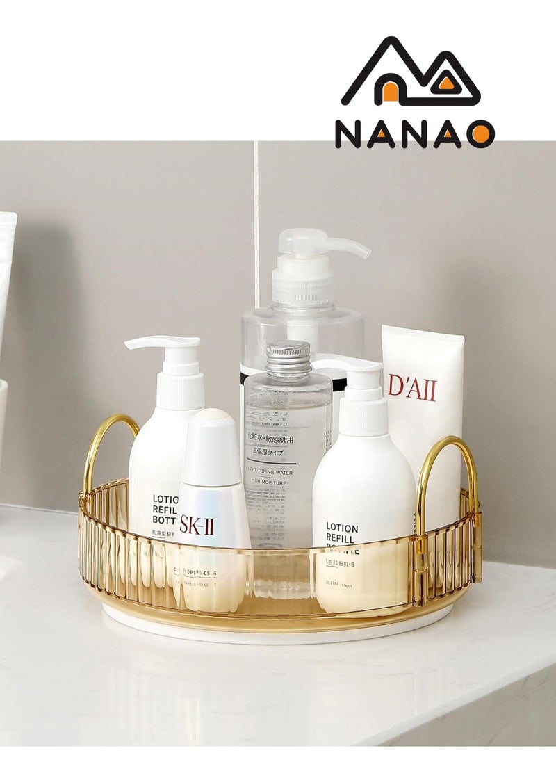 NANAO - 360 Rotating Makeup Organizer for Vanity, Bathroom Countertop Organizer Spinning Perfume Organizer, High-Capacity Cosmetic and Skincare Dresser Make Up Holder Rack (1 Tier, Honorable Gold) - Image 1