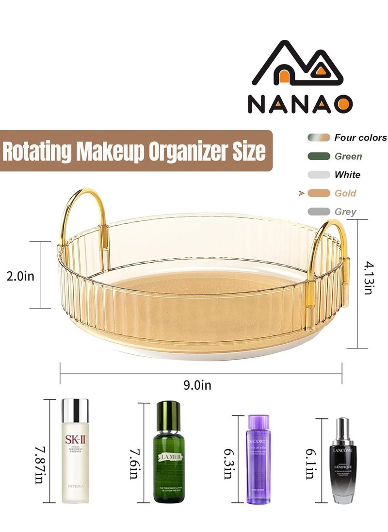 NANAO - 360 Rotating Makeup Organizer for Vanity, Bathroom Countertop Organizer Spinning Perfume Organizer, High-Capacity Cosmetic and Skincare Dresser Make Up Holder Rack (1 Tier, Honorable Gold) - Image 1