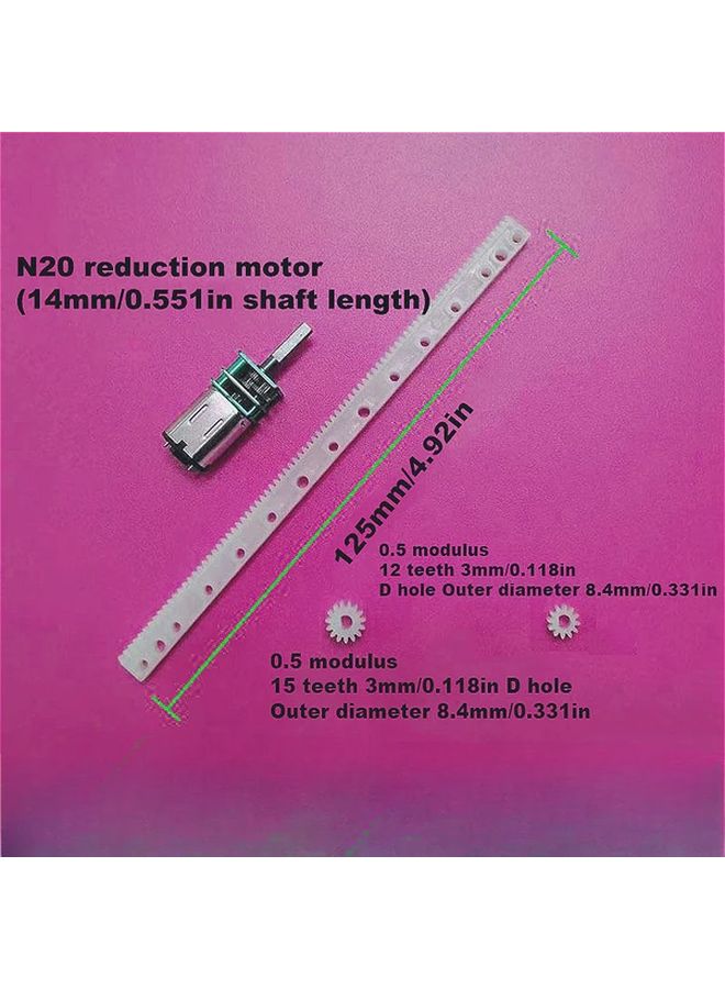 N20 Motor And Gear Rack Set 2pcs N20 Motors 2pcs Rack 12 15 Tooth Gears - Image 3
