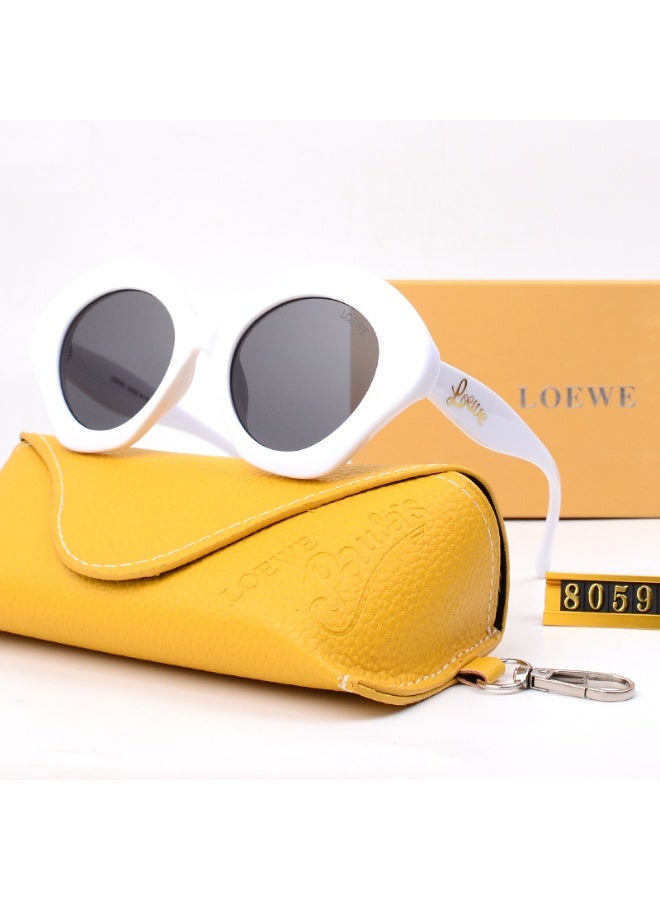 Loewe White Round Sunglasses with Dark Lenses and Branded Case