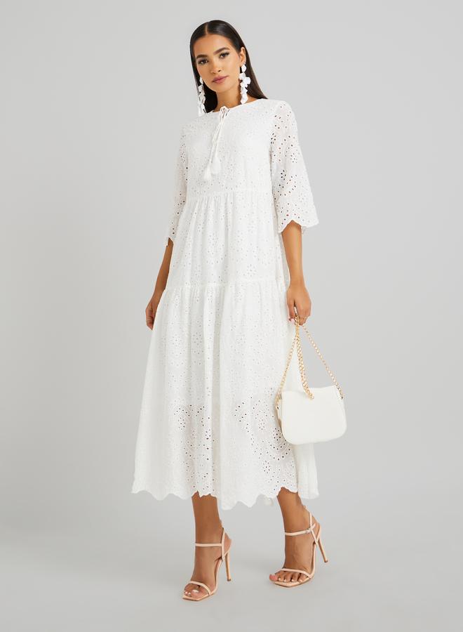 تايك تو فستان ميدي - برباط عنق مطرز بشيفلي - Image 1