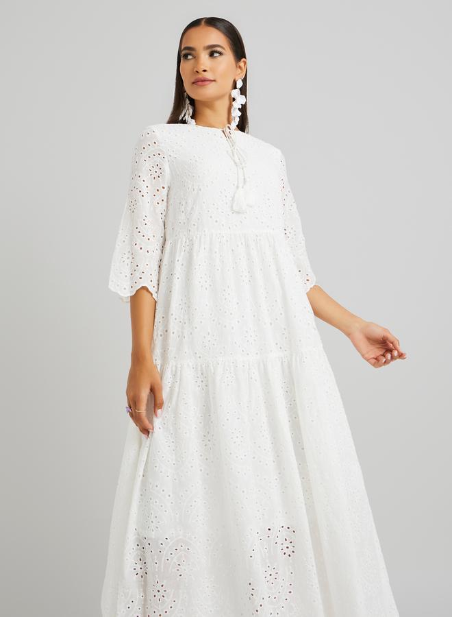 تايك تو فستان ميدي - برباط عنق مطرز بشيفلي - Image 2