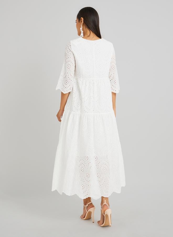 تايك تو فستان ميدي - برباط عنق مطرز بشيفلي - Image 4