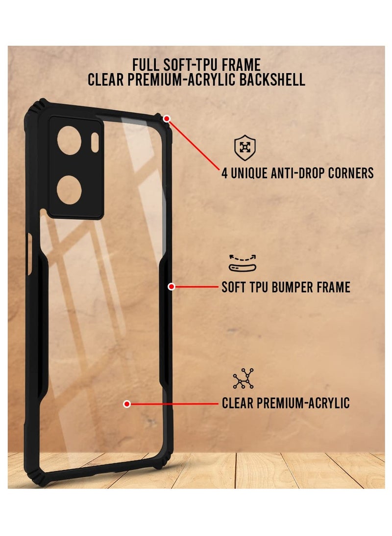 OnePlus Nord N20 SE 4G / OPPO A57 4G Black Mobile Phone Case Cover, Ultra-Thin Lightweight Cover Soft TPU Bumper + Acrylic Clear Back Case Cover - Image 2