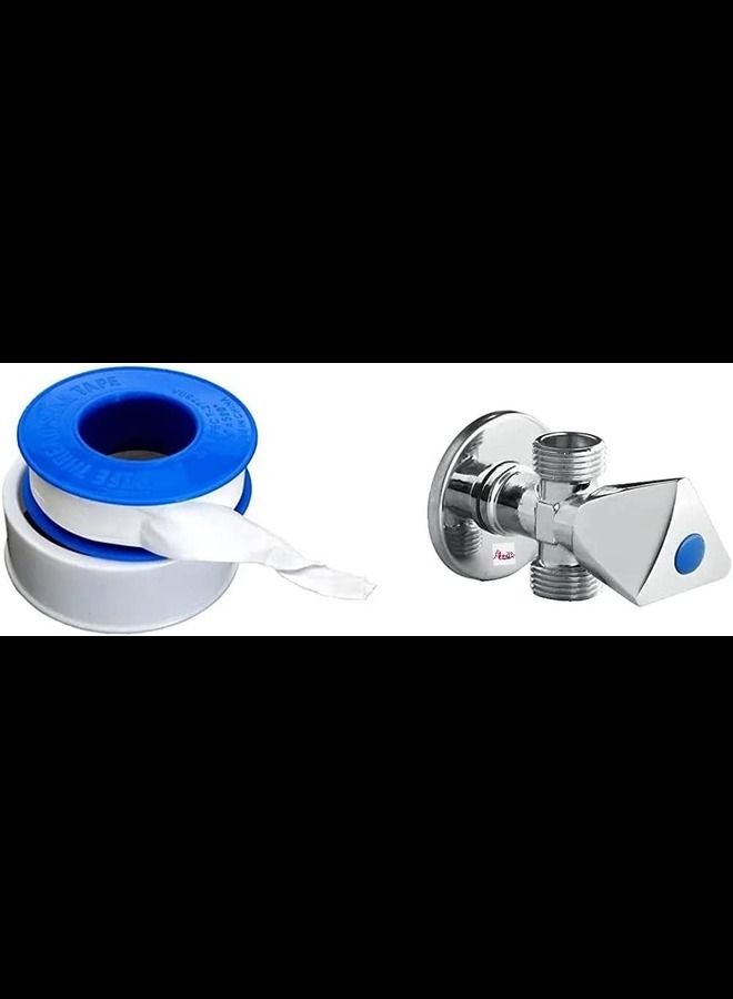 ABBASALI Two way Angle valve with Teflon Tape For connecting Washing machine Set or Any other Sanitary purpose  - Image 1
