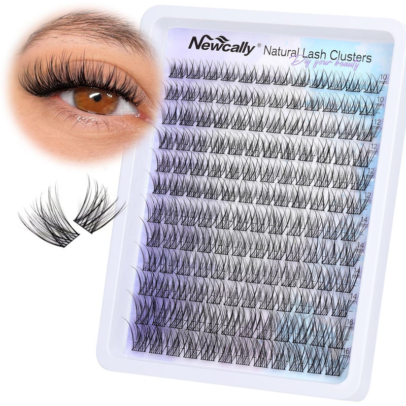 Newcally Natural Lash Clusters Wispy Eyelash Clusters C-curly DIY Lash Extension 10-16MM Cluster Eyelash Extension Individual Lashes Thin Lash Band by Newcally - Image 1