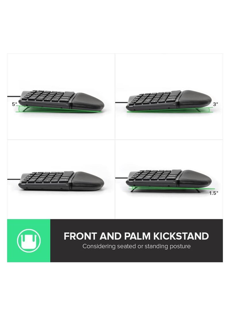 DELUX - Wired Ergonomic Split Keyboard with Wrist Rest, [Standard Ergo] Keyboard Series with 2 USB Passthrough, Natural Typing Reducing Hand Pressure, 107 Keys for Windows and Mac OS - Image 1