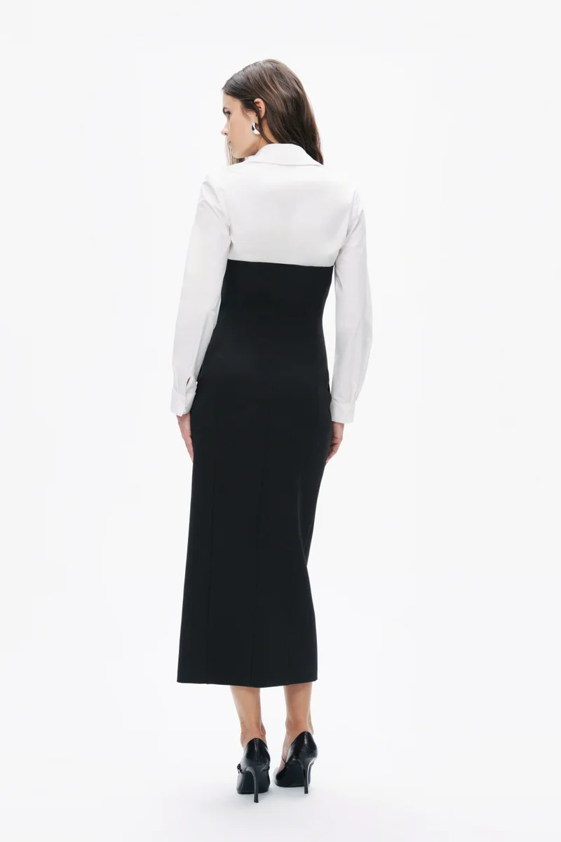 Nocturne Shirt Detail Midi Dress