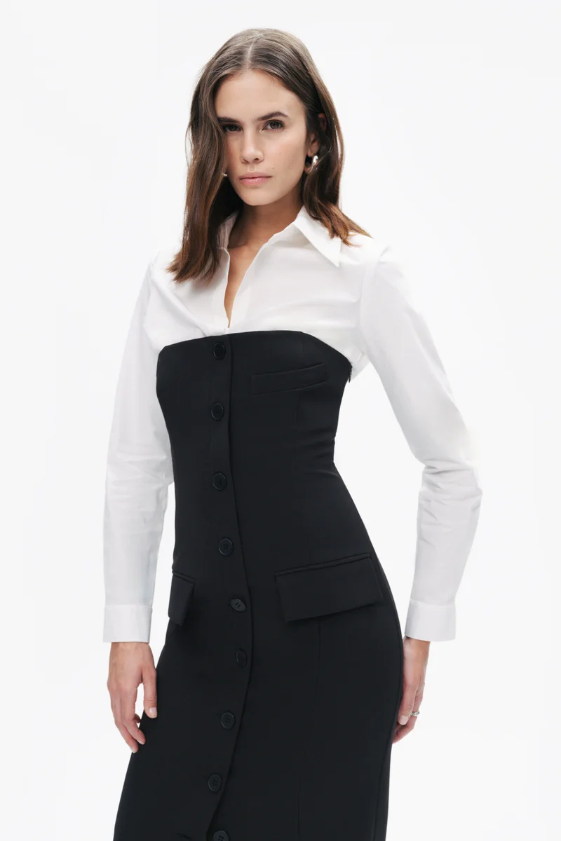 Nocturne Shirt Detail Midi Dress