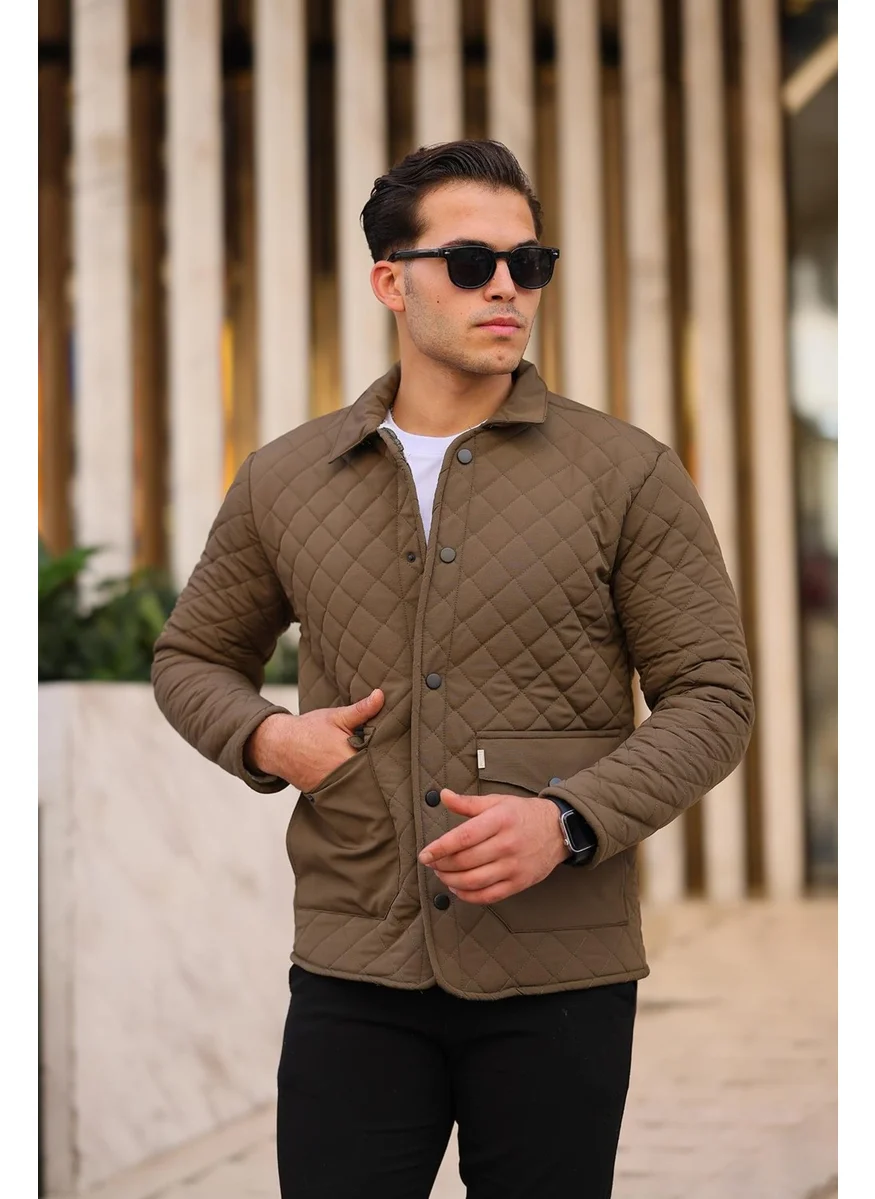 Pobudo Quilted Mink Color Fur Lined Men's Coat