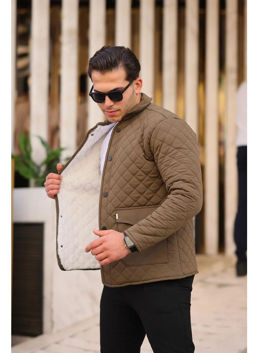 Pobudo Quilted Mink Color Fur Lined Men's Coat
