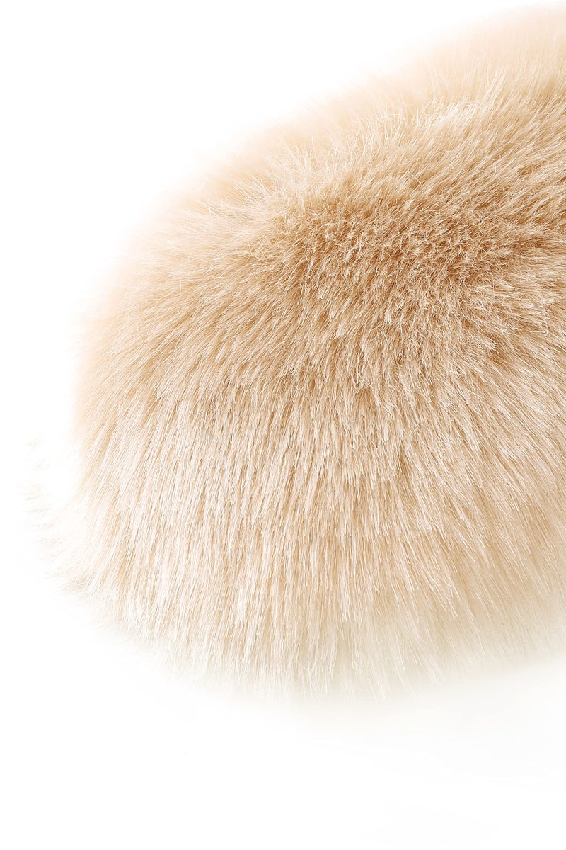 BABEYOND شال بابيوند النسائي من الفرو الصناعي مع ياقة مزيفة، وشاح فرو مزيف لشتاء 1920، بطول 120 سم/47.2" (بيج) - Image 5