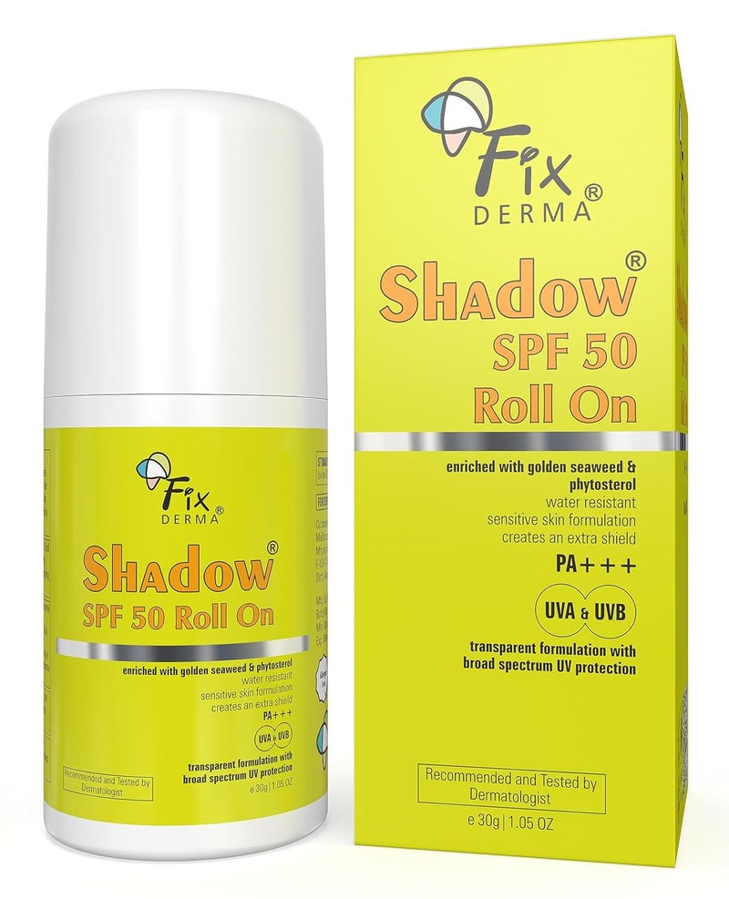 FIXDERMA Shadow Spf 50 Roll On Sunscreen Spf 50 For Face Sun Screen Protector Spf 50 Sunscreen For Uva  Uvb Protection Sunscreen For Women  Men  30Gm  Combination - Image 1
