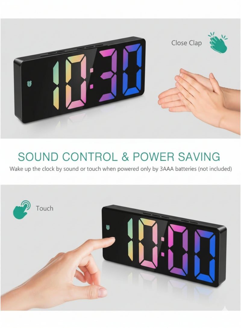 فيكسا برو ساعة منبه رقمية بشاشة LED عاكسة، تحكم صوتي، منبه مزدوج، غفوة، وعرض درجة الحرارة - أسود - Image 3