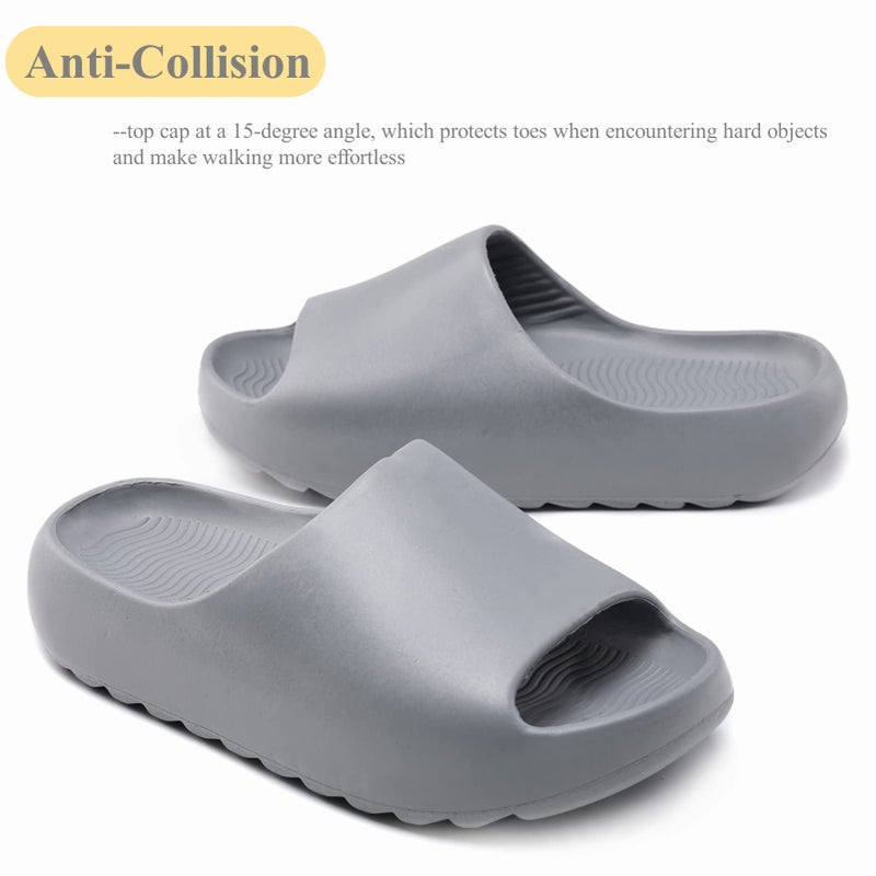 Cushioned Non-Slip Waterproof EVA Slides for Women Men and Kids, Soft Thick Sole Shower Sandals - Image 2