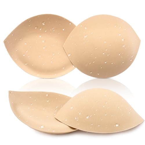 Nimiah Waterproof Swimsuit Cups Insert - 2 Pairs Bathing Suit Padding Add Instant Volume, Comfy Removable Bra Replacement Pads for Bikini Tops Beige - Image 1