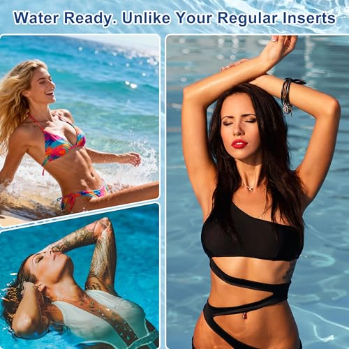 Nimiah Waterproof Swimsuit Cups Insert - 2 Pairs Bathing Suit Padding Add Instant Volume, Comfy Removable Bra Replacement Pads for Bikini Tops Beige - Image 3