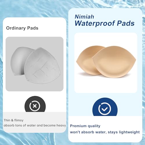 Nimiah Waterproof Swimsuit Cups Insert - 2 Pairs Bathing Suit Padding Add Instant Volume, Comfy Removable Bra Replacement Pads for Bikini Tops Beige - Image 5