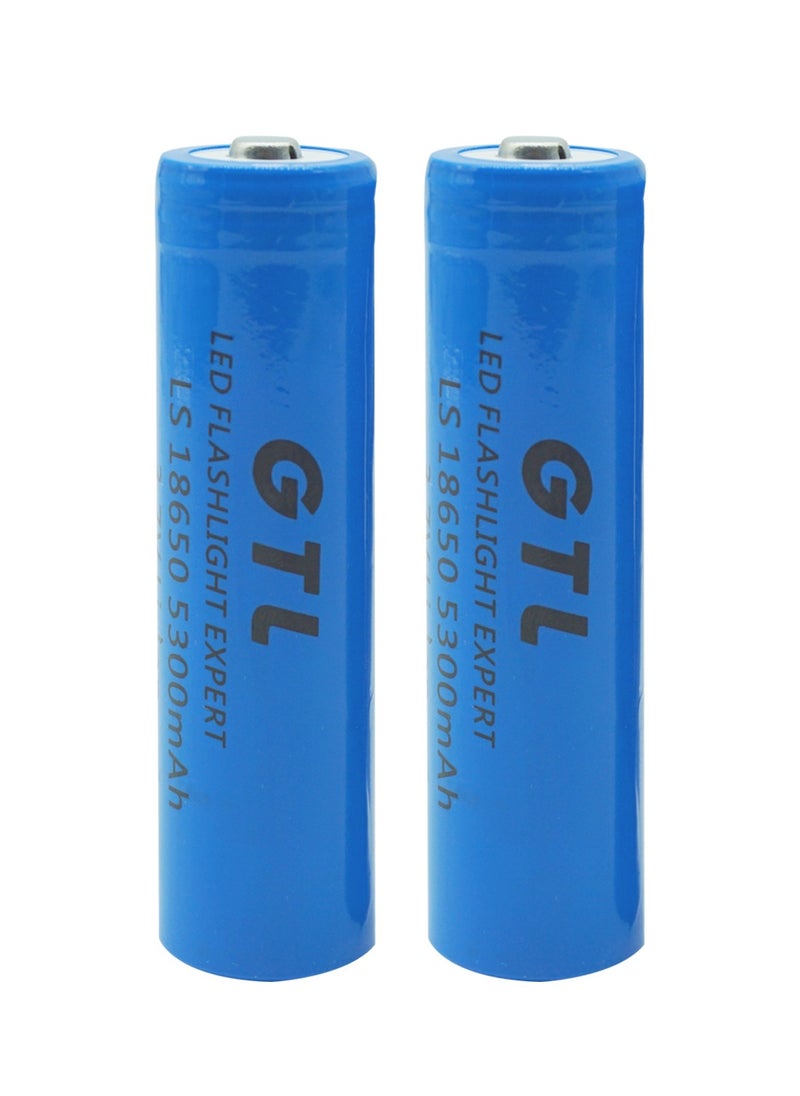 Generic - 2PCS 3.7V Rechargeable 18650 Battery 5300mAh Button Top Battery Used for Led Flashlight and Headlamp - Image 1