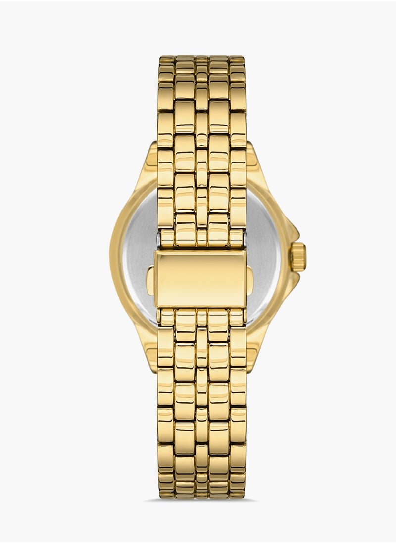 OMAX - Omax Women's Full Gold Luxury Wrist Watch, Watches for Women, Stainless Watches, Crystal Steel Band, Black Round Dial, Waterproof Watch, 1 Year Warranty - Image 1